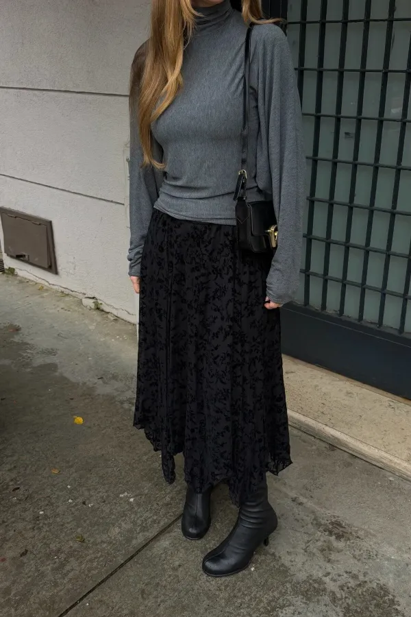 Black Patterned Skirt - 251125