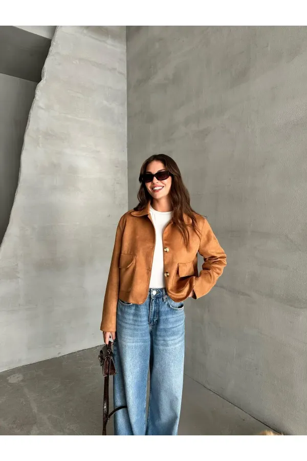 Tan Zelda Suede Short Jacket
