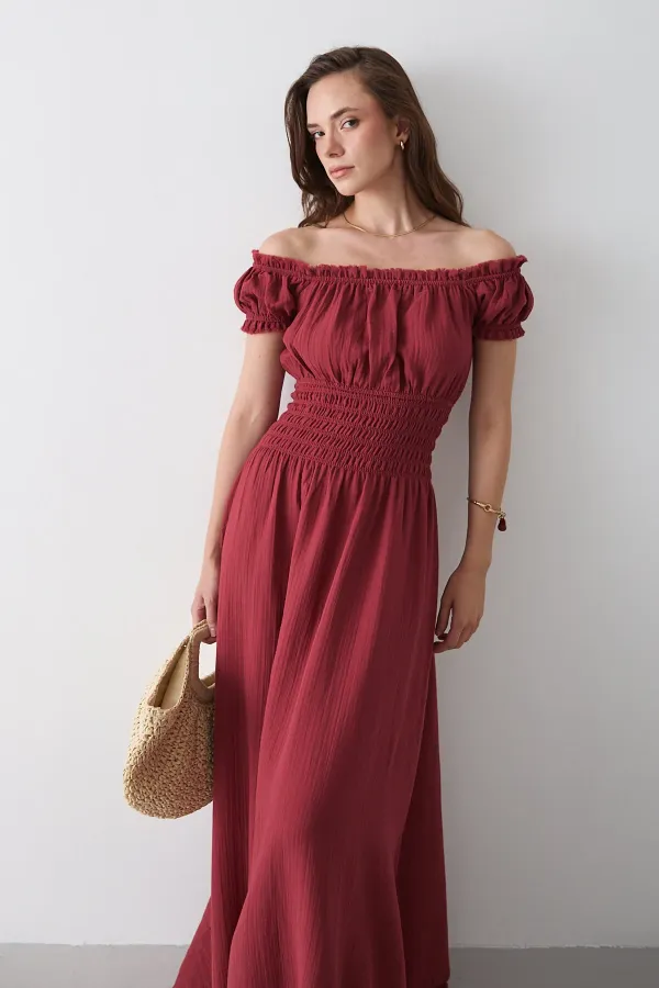 Robe froncée couleur tuile - 2002