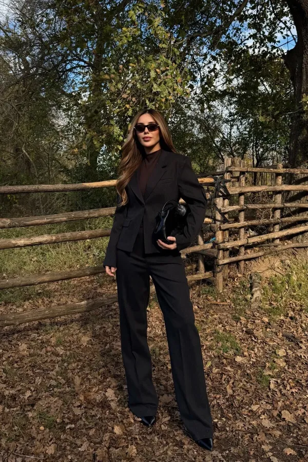 Siyah Tek Düğmeli Ceket Pantolon Takım - 9480