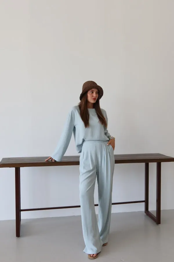 Blue Marisol Blouse and Pants Set