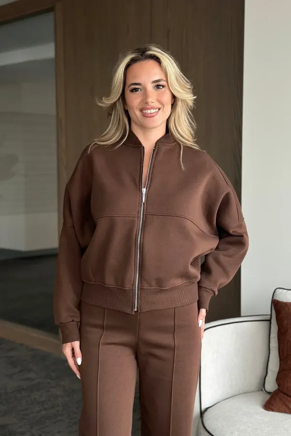 Brown Nora Tracksuit Set - 8001
