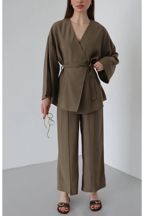 Brown Tie-Up Kimono Set Brown Tie-Up Kimono Set