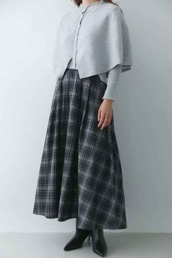 Anthracite Grey Plaid Skirt with Leather Trim - 4977 Anthracite Grey Plaid Skirt with Leather Trim - 4977