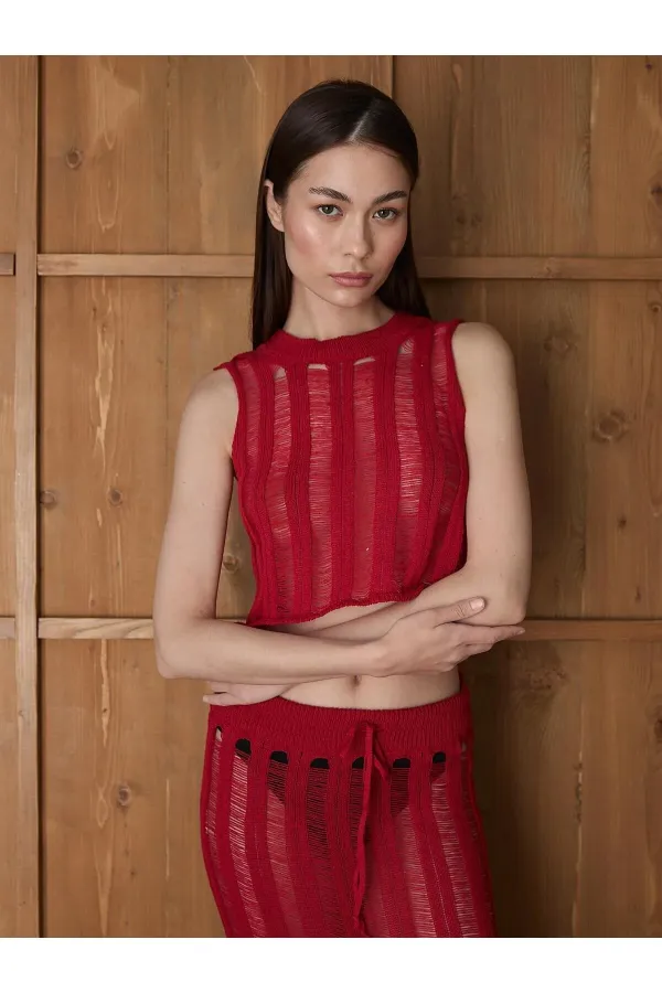 Ensemble de plage blouse et jupe rouges