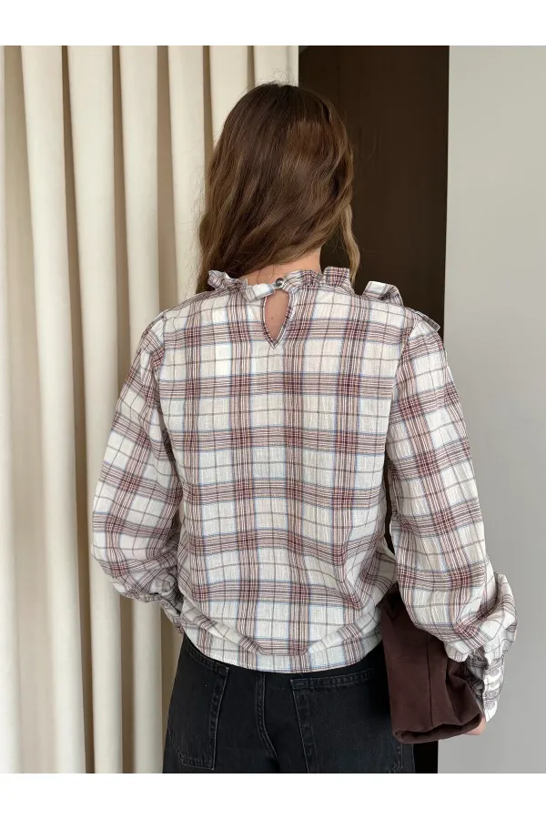 Taş Yakası Fiyonk Detaylı Gömlek - 507