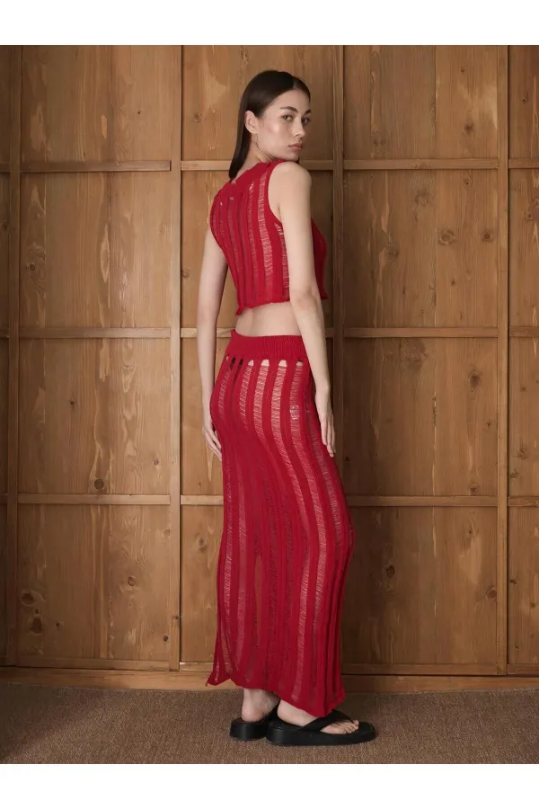 Ensemble de plage blouse et jupe rouges