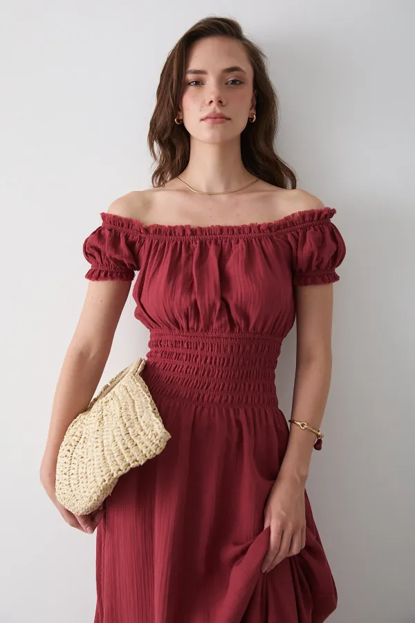 Robe froncée couleur tuile - 2002