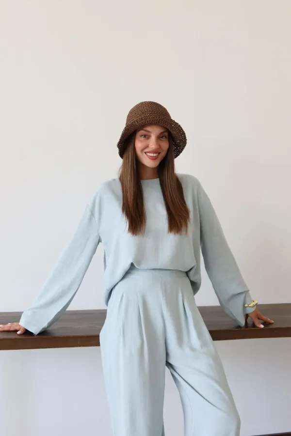 Blue Marisol Blouse and Pants Set