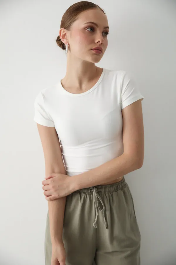 Beyaz Crop Bluz - 1182