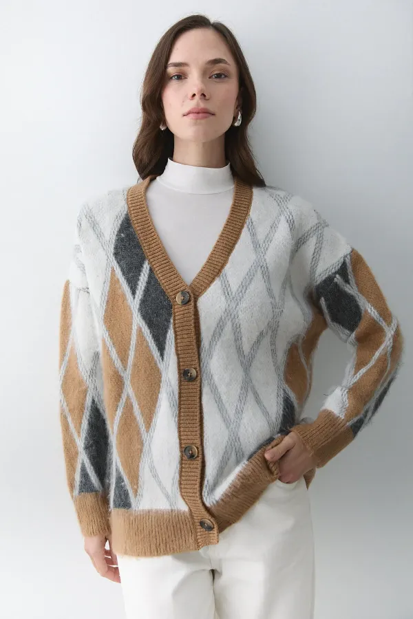 Gilet à motif baklava en os de chameau - 251090