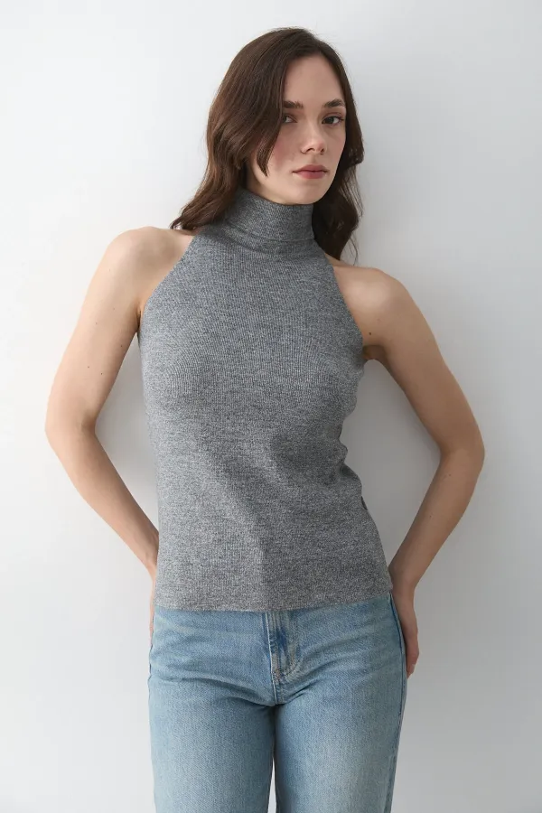 Débardeur gris à col roulé - 251004