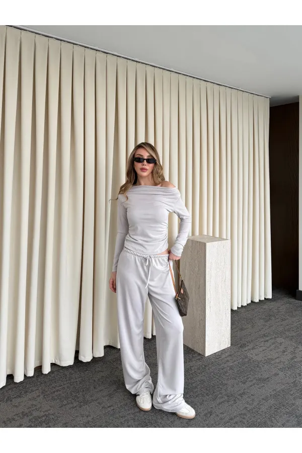 Taş Kayık Yaka Modal İkili Takım - 7323