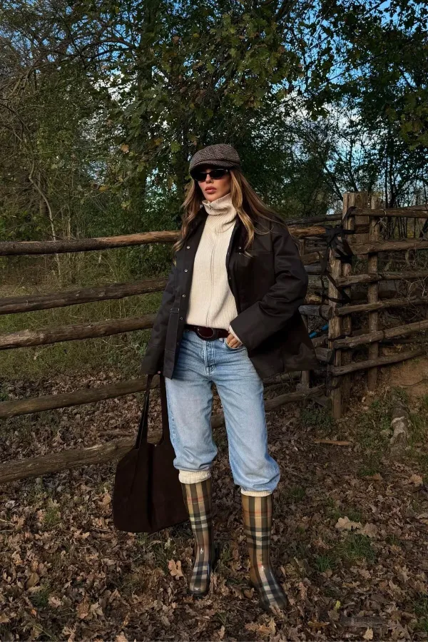 Manteau en velours marron avec détail de col supplémentaire - 5132