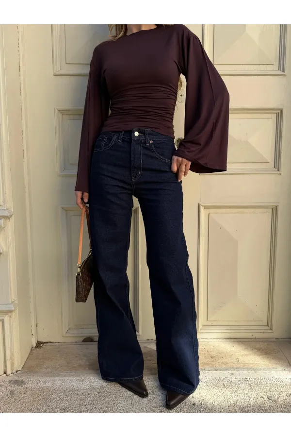 Lacivert Wide Leg Jean - 24124