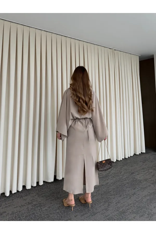 Vizon Yarasa Kol Modal Elbise - 5000