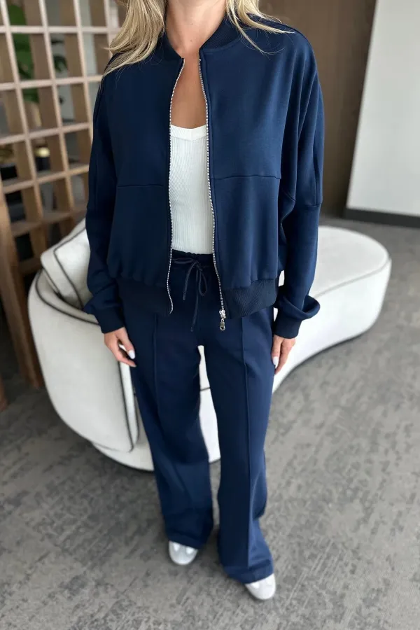 Navy Blue Nora Tracksuit Set - 8001 Navy Blue Nora Tracksuit Set - 8001