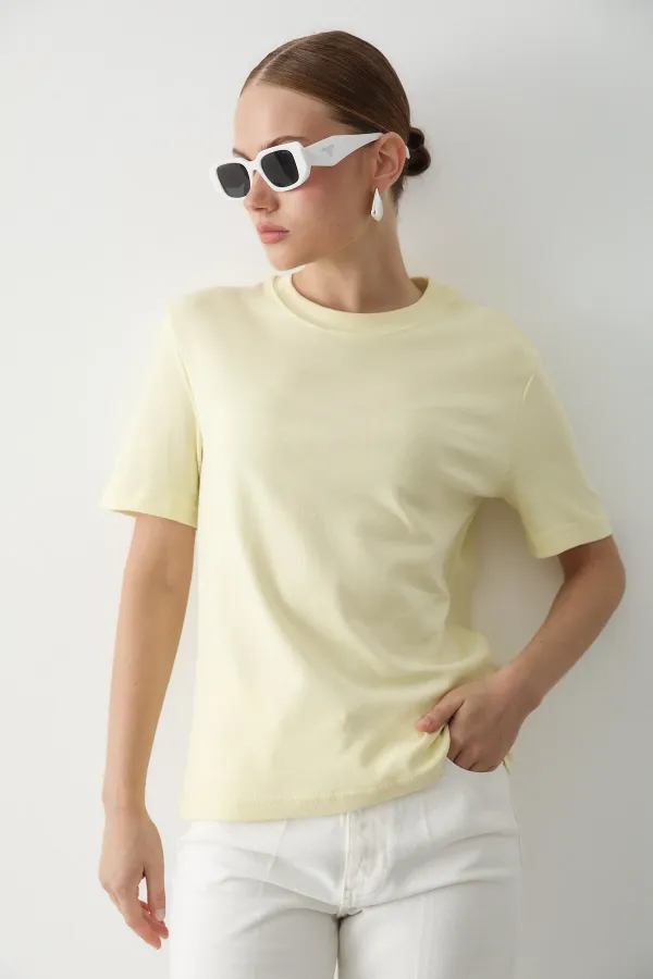 Sarı Basic Tshirt - 1075