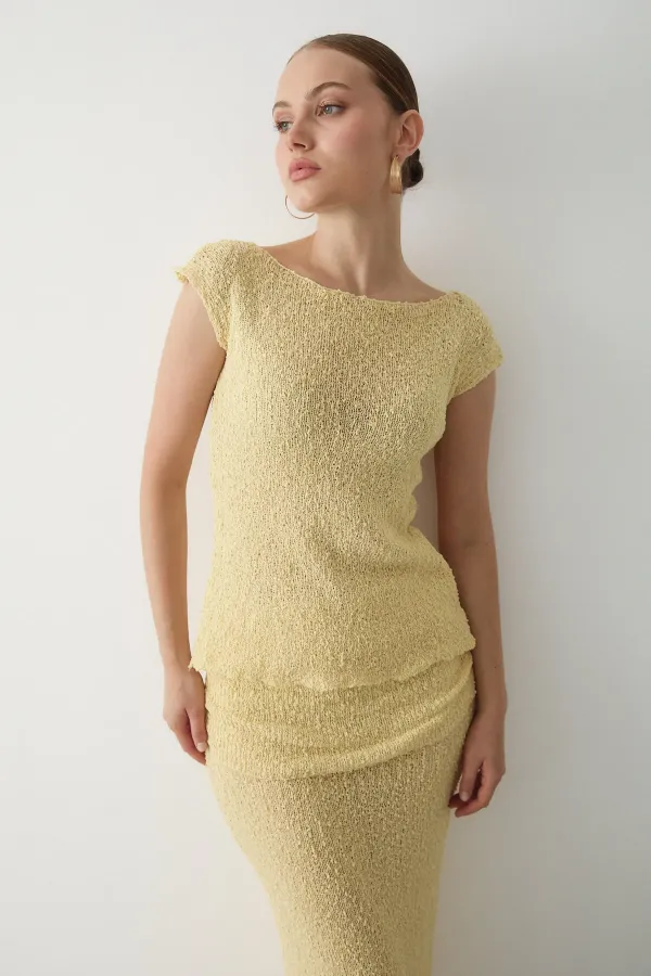 Ensemble deux pièces jaune drapé - 7257