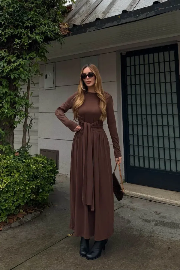 Robe marron à nouer - 4988