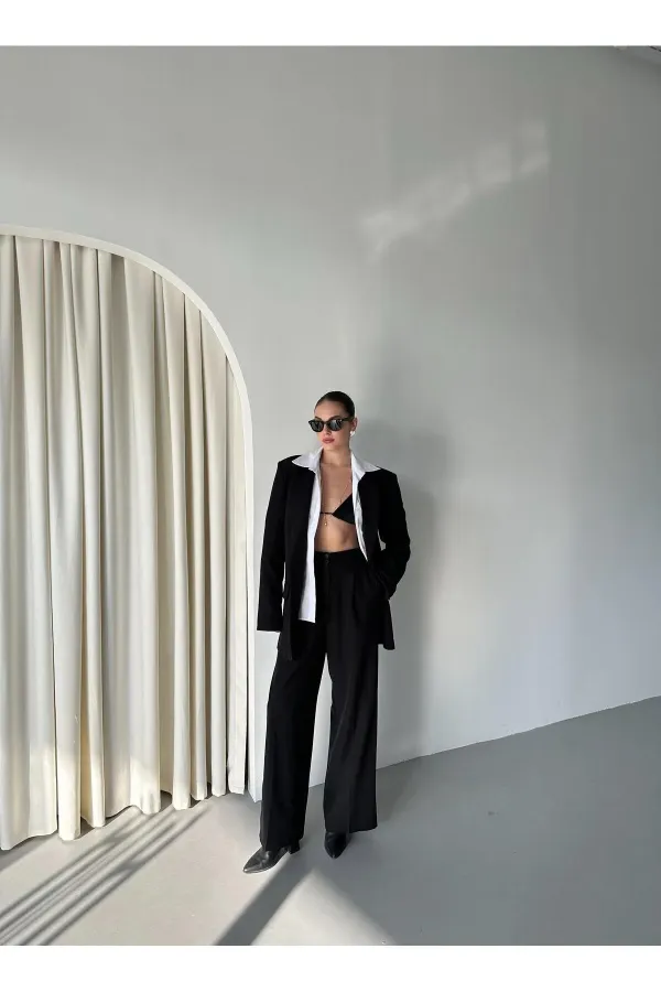 Siyah Cintia Ceket Pantolon Takım