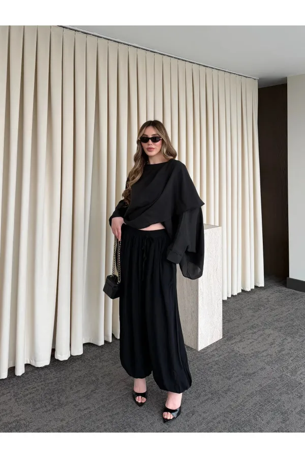 Siyah Şalvar Pantolon - 51316