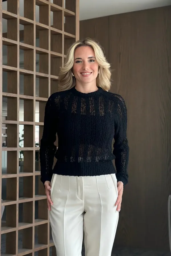 Chemisier noir en maille - 4413