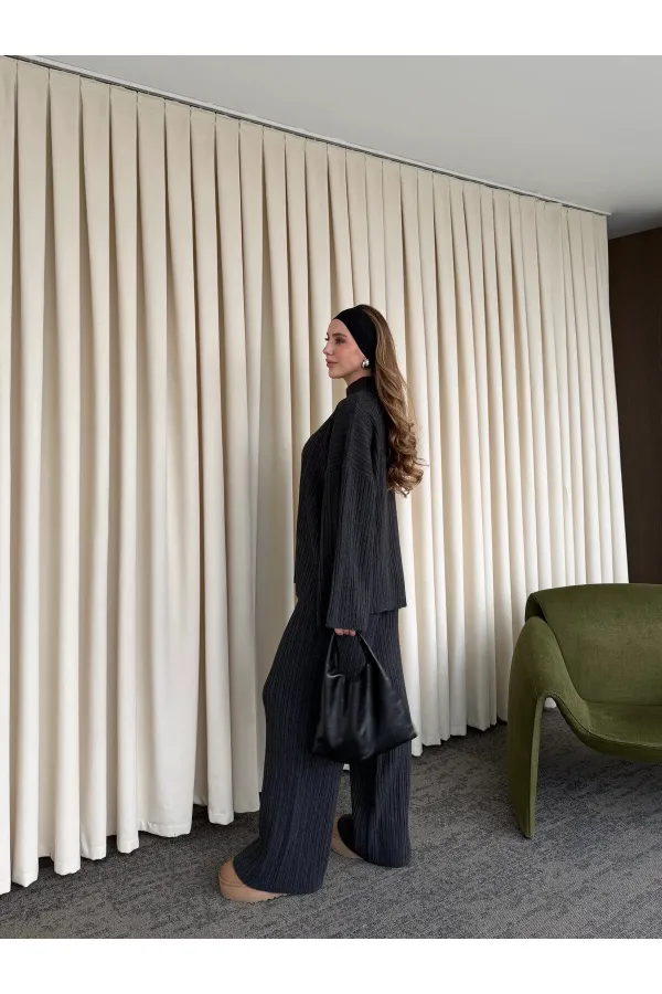 Ensemble pull en maille anthracite - 98078