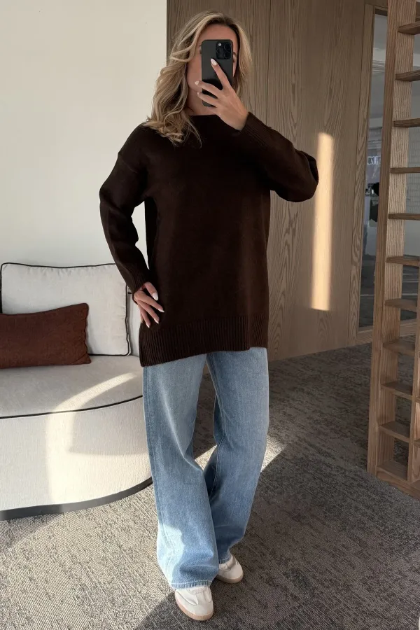 Kahverengi Triko Kazak - 04595