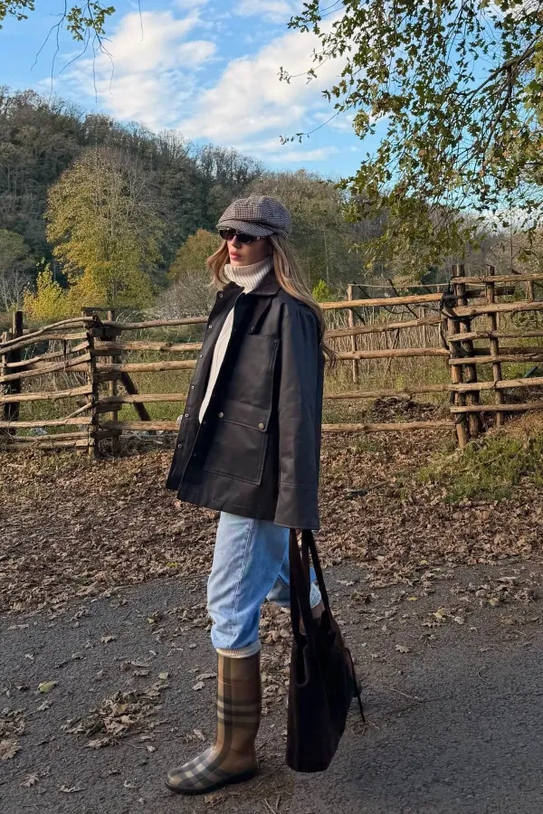 Manteau en velours marron avec détail de col supplémentaire - 5132