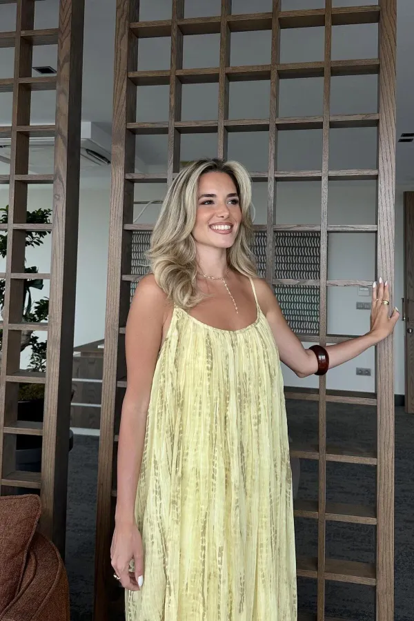 Sarı Renk Geçişli Elbise