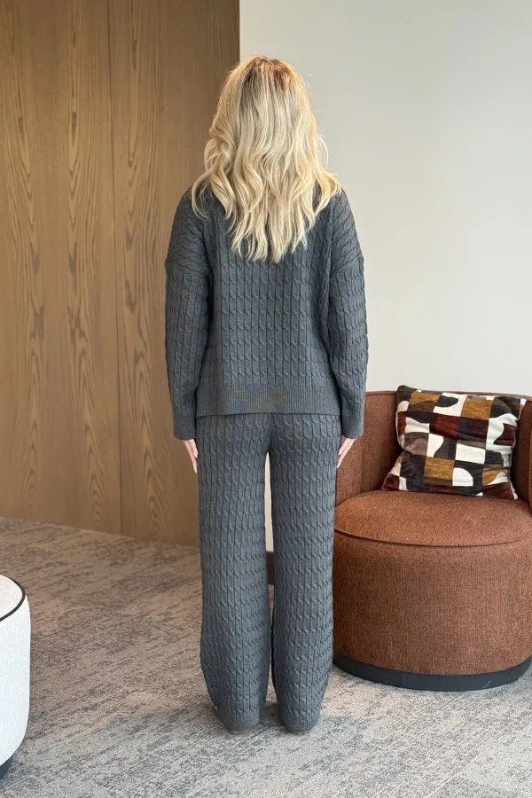 Ensemble pull en maille grise - 98074