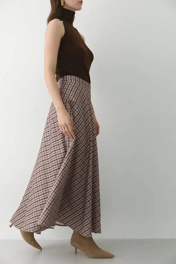 Brown Plaid Skirt