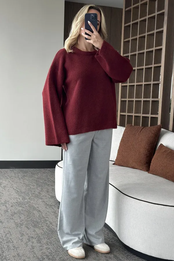 Bordo Bisiklet Yaka Kazak - 04621