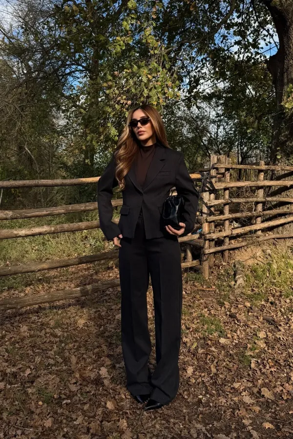 Siyah Tek Düğmeli Ceket Pantolon Takım - 9480