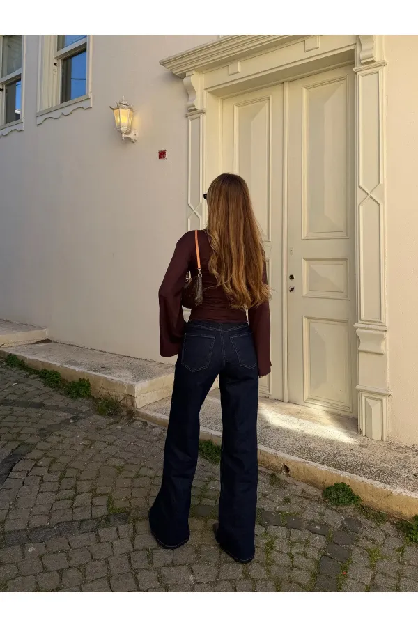 Lacivert Wide Leg Jean - 24124