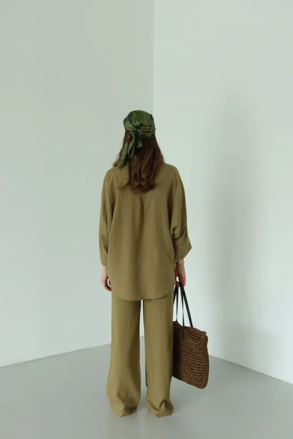 Khaki Lirio Shirt and Pants Set - 8674