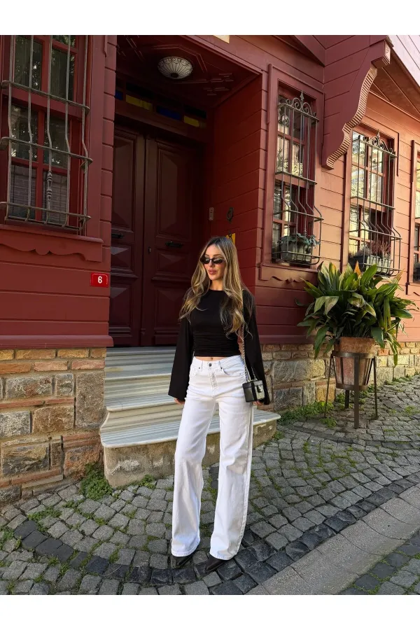 Beyaz Wide Leg Jean - 24124