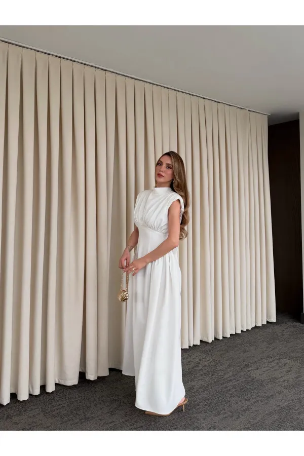 White Padded Dress - 25193