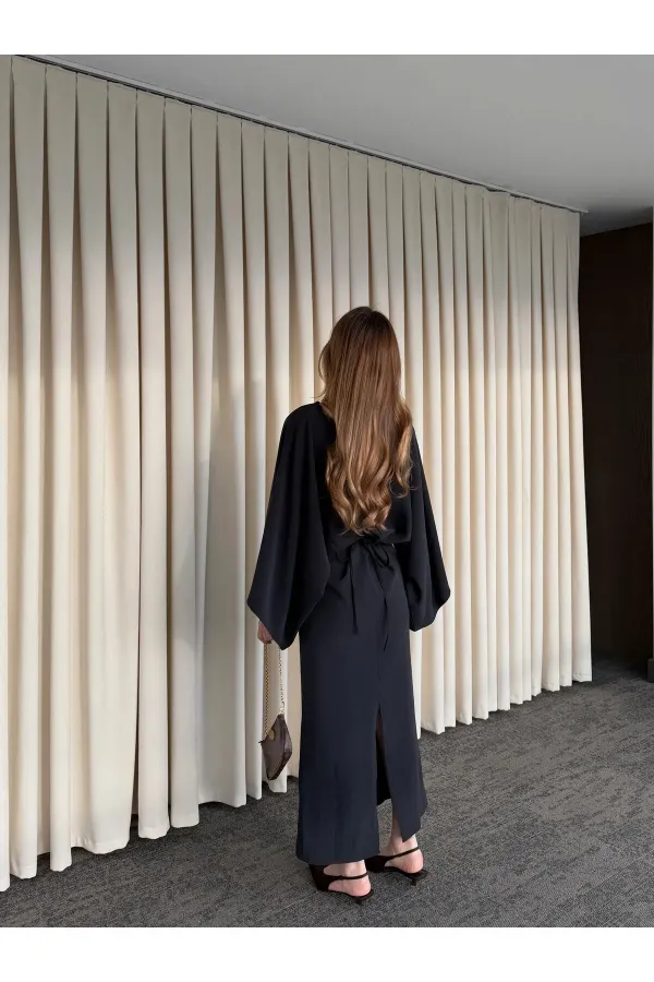 Black Batwing Sleeve Modal Dress - 5000 Black Batwing Sleeve Modal Dress - 5000