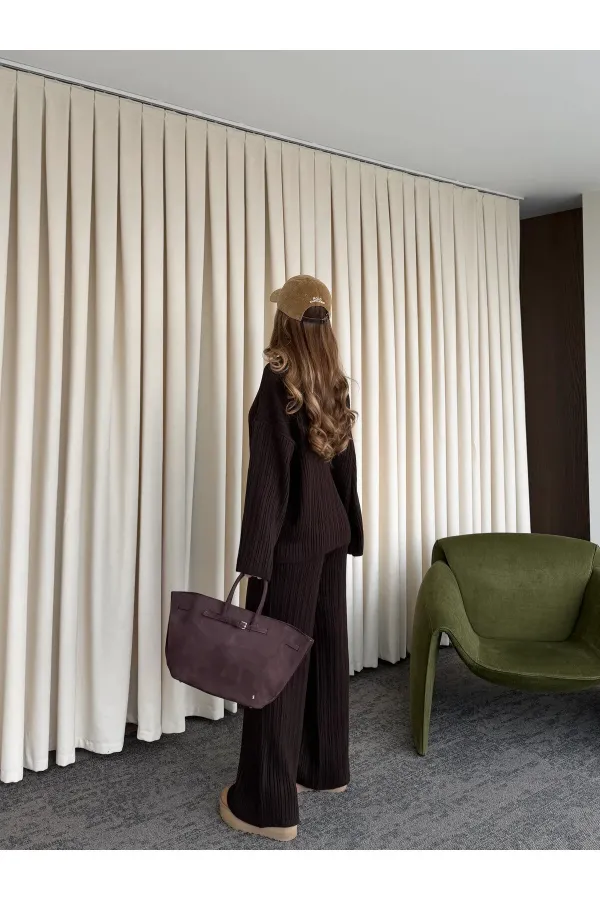 Ensemble pull en maille marron - 98078