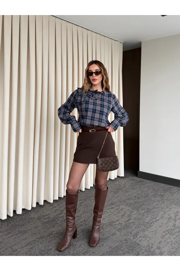 Brown Mini Short Skirt - 251139 Brown Mini Short Skirt - 251139