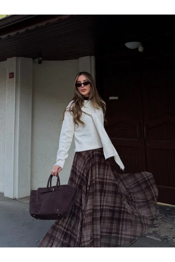 Krem Şal Detaylı Kazak - 251180