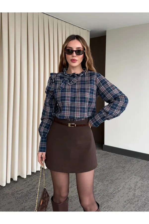 Brown Mini Short Skirt - 251139 Brown Mini Short Skirt - 251139