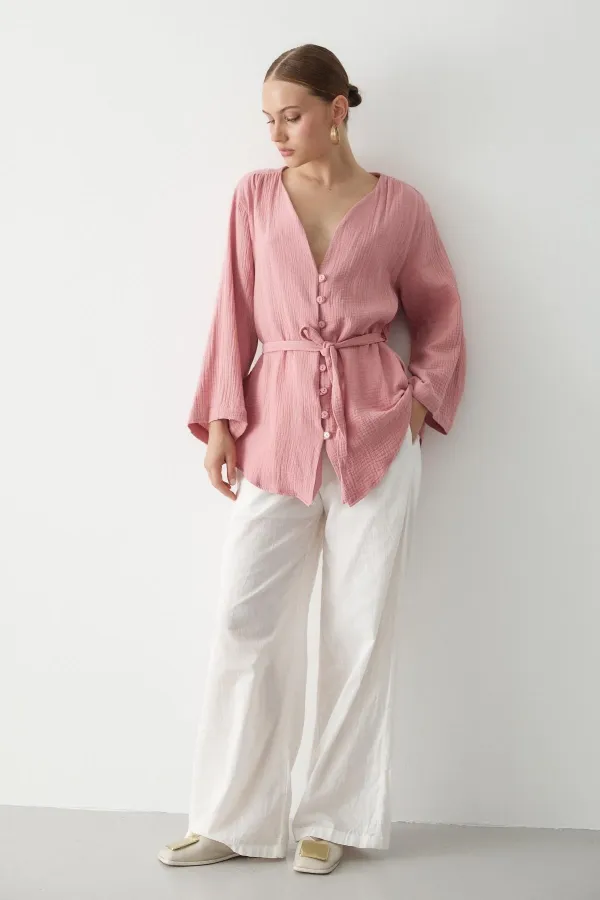 Pink Multi-Button Kimono