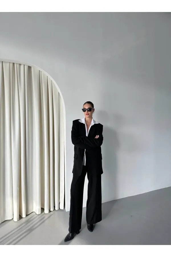 Siyah Cintia Ceket Pantolon Takım