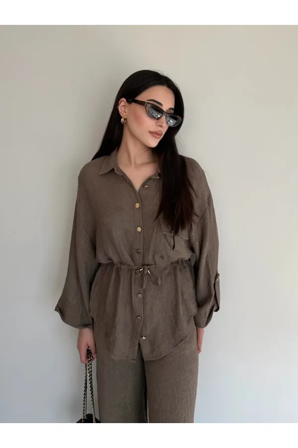 Koyu Kahve Gömlek Pantolon Takım - 51311