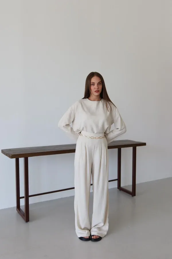 Natural Marisol Blouse and Pants Set