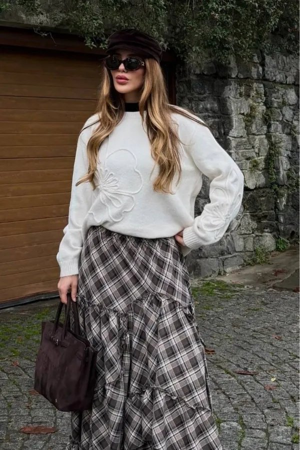 Krem Süzeneli Kazak - 251085