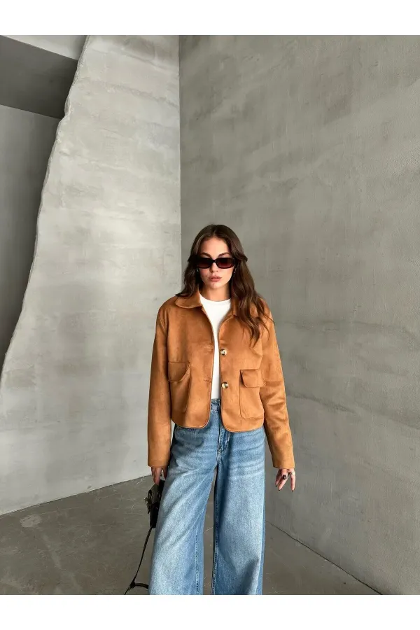 Tan Zelda Suede Short Jacket